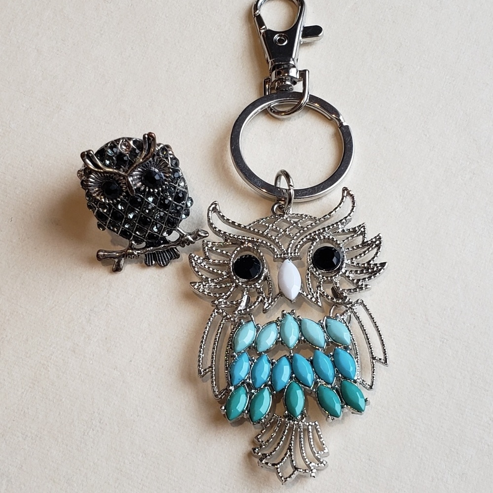 Owl keychain and ring